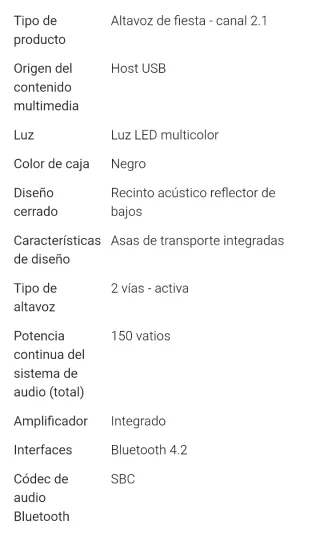 Altavoz TMAX Negro 150 w