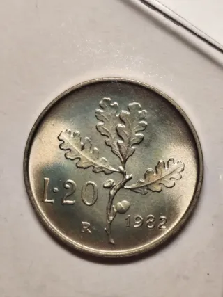Moneta Italia repubblica 20 Lire 1982 fdc