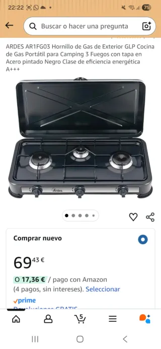 Hornillo Ardes 3 fuegos