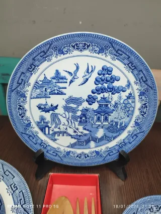 Set Porcelana Vintage Azul y Blanco