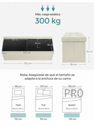 Banco pie de cama con almacenaje