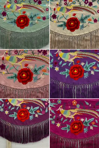 Mantoncillo Flamenco Bordado Pájaro Multicolor