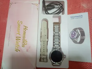 Reloj Táctil Elegante Plata y Beige