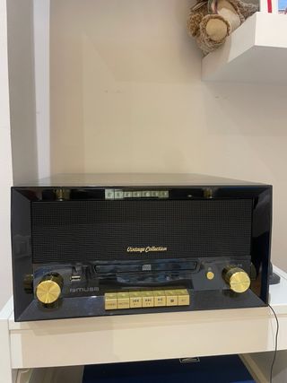 Tocadiscos Muse Bluetooth CD Radio FM Negro/Dorado