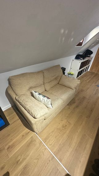 Sofá Cama Tela Beige/Marrón