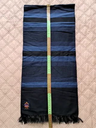 Sciarpa lana e seta righe blu e nere