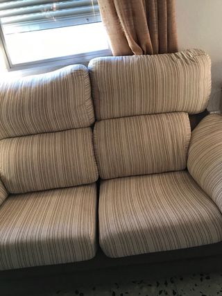2 Sofás de 2 Plazas Beige y Marrón