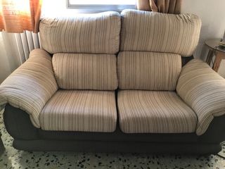 2 Sofás de 2 Plazas Beige y Marrón
