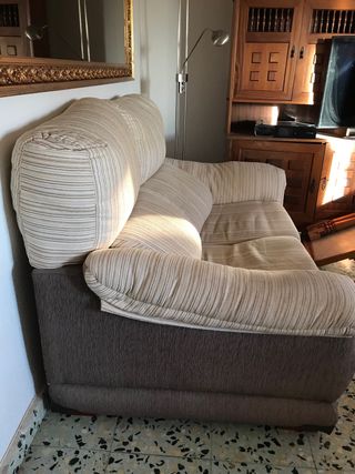 2 Sofás de 2 Plazas Beige y Marrón