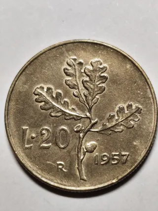 Moneta Italia repubblica 20 Lire 1957 spl