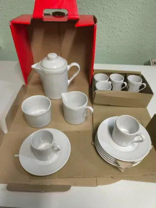 Juego de café/té porcelana blanco