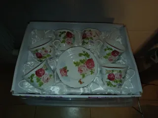 Jueg 6 Tazas Café/Té Porcelana Flores Muy elegante