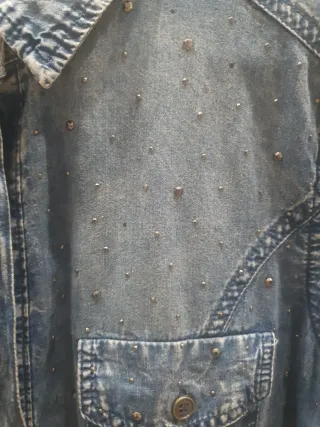 Camisa vaquera entallada con adornos