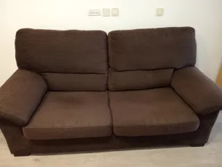 Sofá de 3 plazas marrón tela
