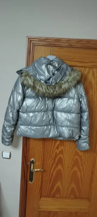 Chaqueta bomber plateada mujer
