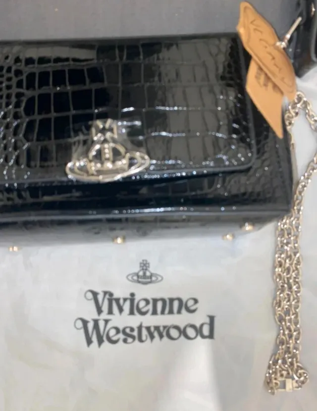 Bolso Vivienne Westwood Negro Cocodrilo