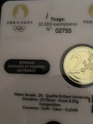 Moneda 2 Euros conmemorativos París 2024 Torre E