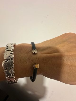 Pulsera Tous Cuero y Plata Oso