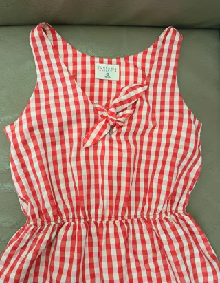 Vestito donna vintage a quadri rossi e bianchi