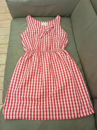 Vestito donna vintage a quadri rossi e bianchi