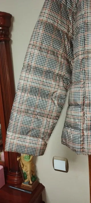 Chaqueta acolchada cuadros mujer