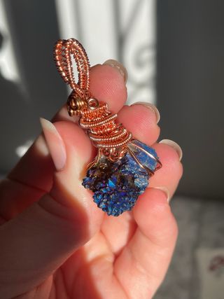 Colgante Geoda Azul y Dorado