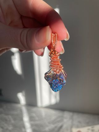 Colgante Geoda Azul y Dorado