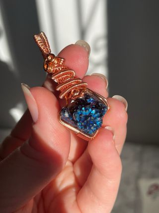 Colgante Geoda Azul y Dorado