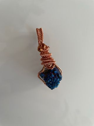 Colgante Geoda Azul y Dorado