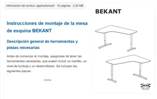 Mesa de esquina IKEA BEKANT