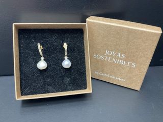 pendientes oro 18k con piedra con perla