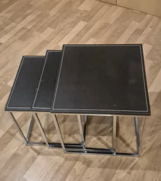 Mesas Nido Auxiliares Negras y Plateadas