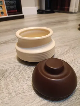 Juego de Café Vintage Cerámica Beige/Marrón