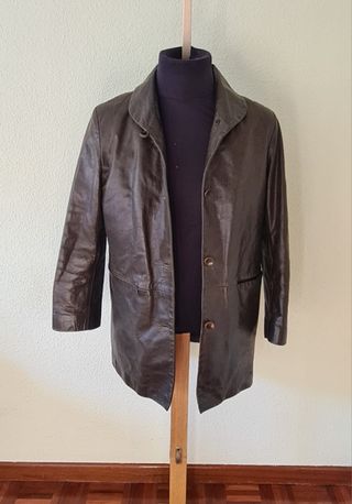 Chaqueta de cuero retro marrón verdoso