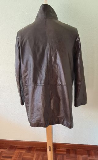 Chaqueta de cuero retro marrón verdoso