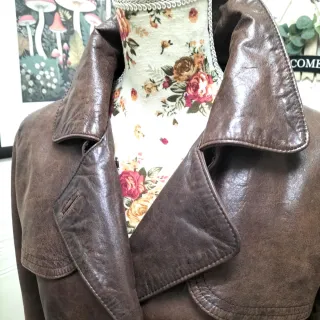 Abrigo vintage cuero marrón años 70