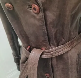 Abrigo vintage cuero marrón años 70