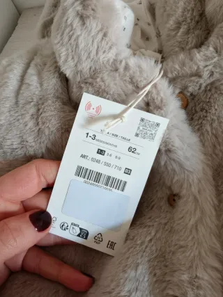 Buzo abrigo Zara pelo beige gris con etiquetas