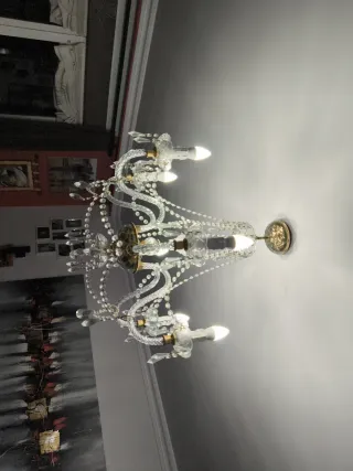 Lámpara de salón de cristal y metal