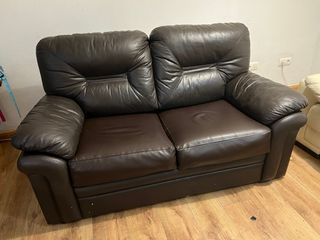 Sofá de piel marrón 2 plazas