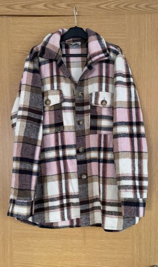 Chaqueta cuadros rosa y marrón