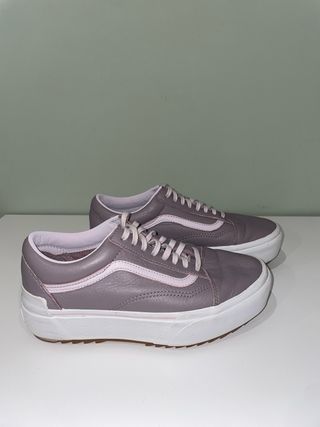 Vans Old Skool Plataforma Lila Tumbled Leather