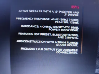 Altavoz Audibax 15 1000W DSP Bluetooth USB pendriv