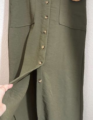 Falda larga/midi verde con cinturón T.XS. Nueva