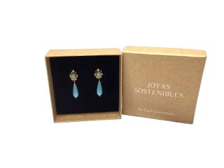 pendientes oro 18k con piedra con turquesa