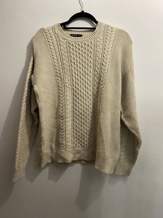 Jersey Mango Talla L Cable Knit Beige