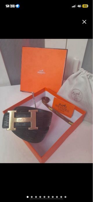 Cinturón Hermes Negro y Dorado