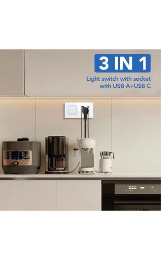 Interruptor y Enchufe Blanco 1 Gang 2V