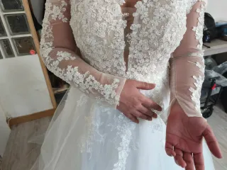 Vestido de Novia Blanco Encaje Manga Larga talla L