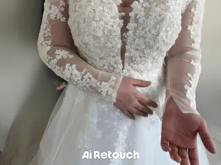 Vestido de Novia Blanco Encaje Manga Larga talla L